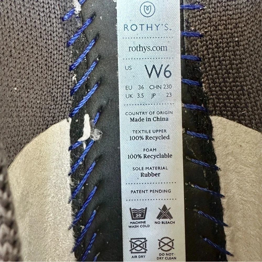 Rothy's 220 mm Birdseye Gray Rubber Round Toe Flats Size 6 - Picture 10 of 11